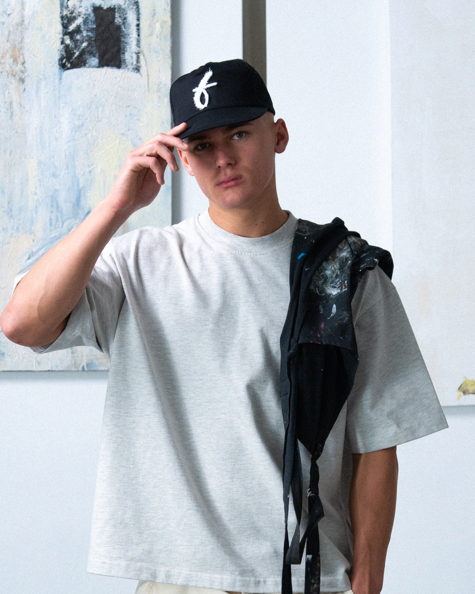 Art Letterman Cap - 5 Panel - Black/Distressed - Image 6