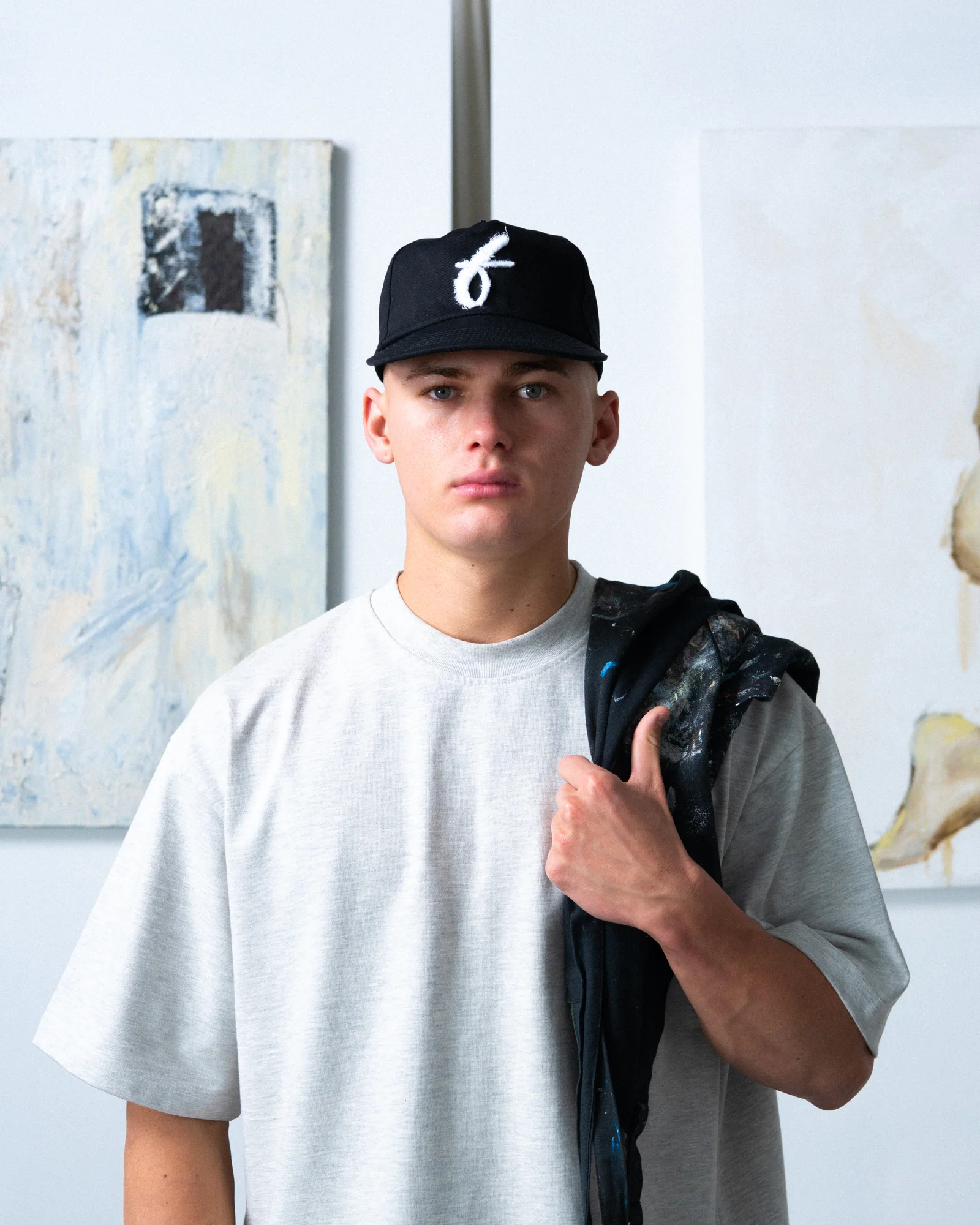 Art Letterman Cap - 5 Panel - Black/Distressed - Image 9