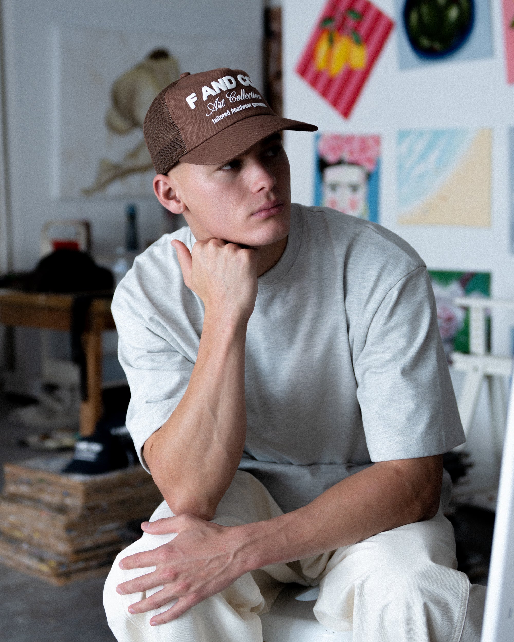 Artist Cap - Ball Trucker - Brown - Image 8
