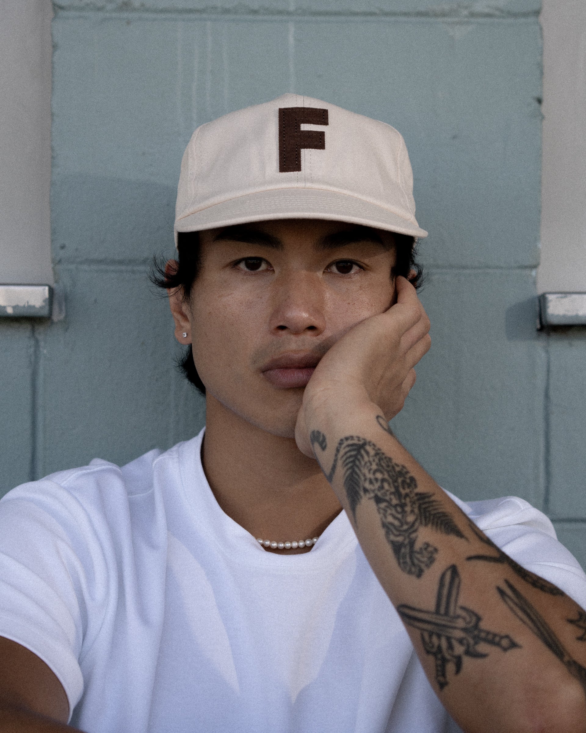 F Ball Cap - 6 Panel - Beige - Image 4