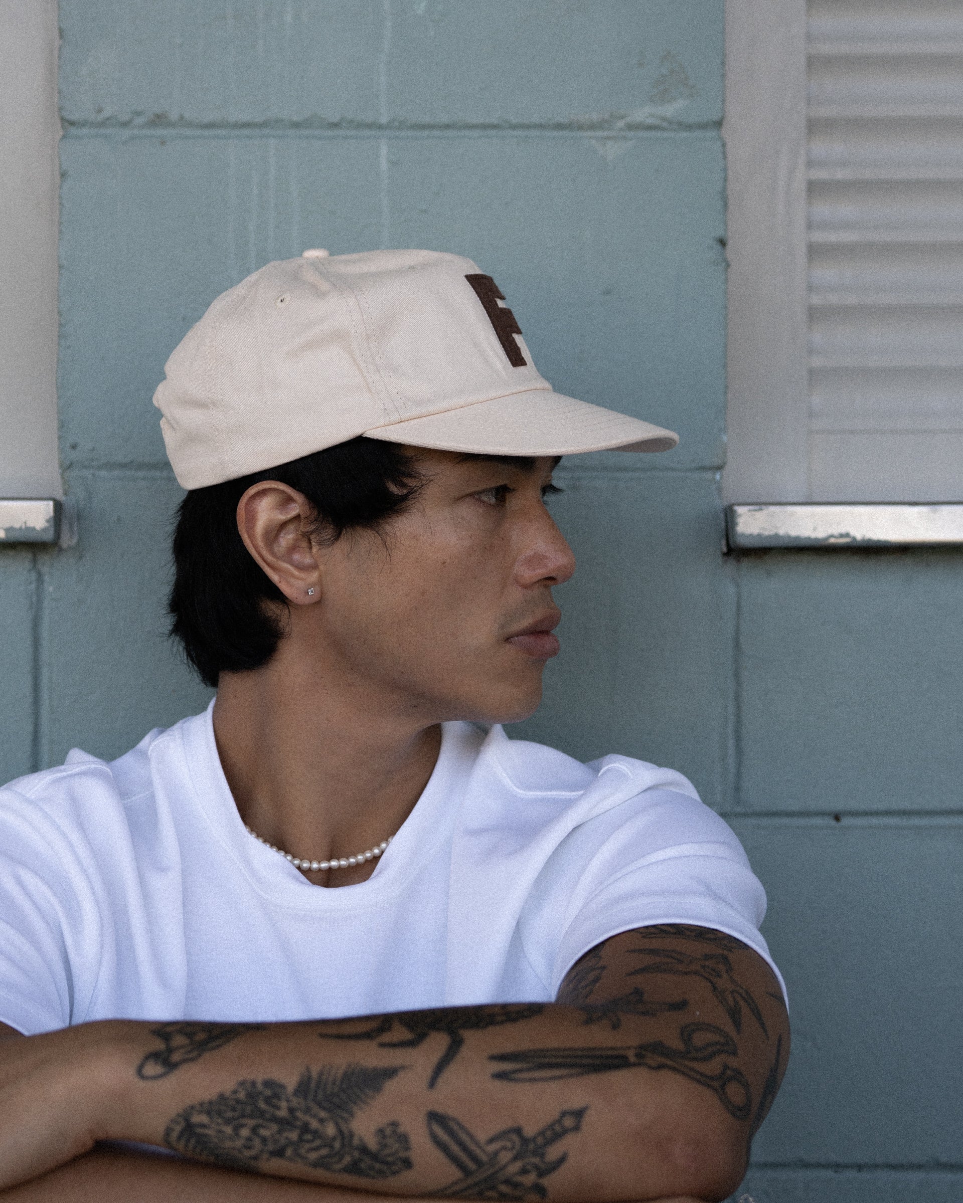 F Ball Cap - 6 Panel - Beige - Image 5