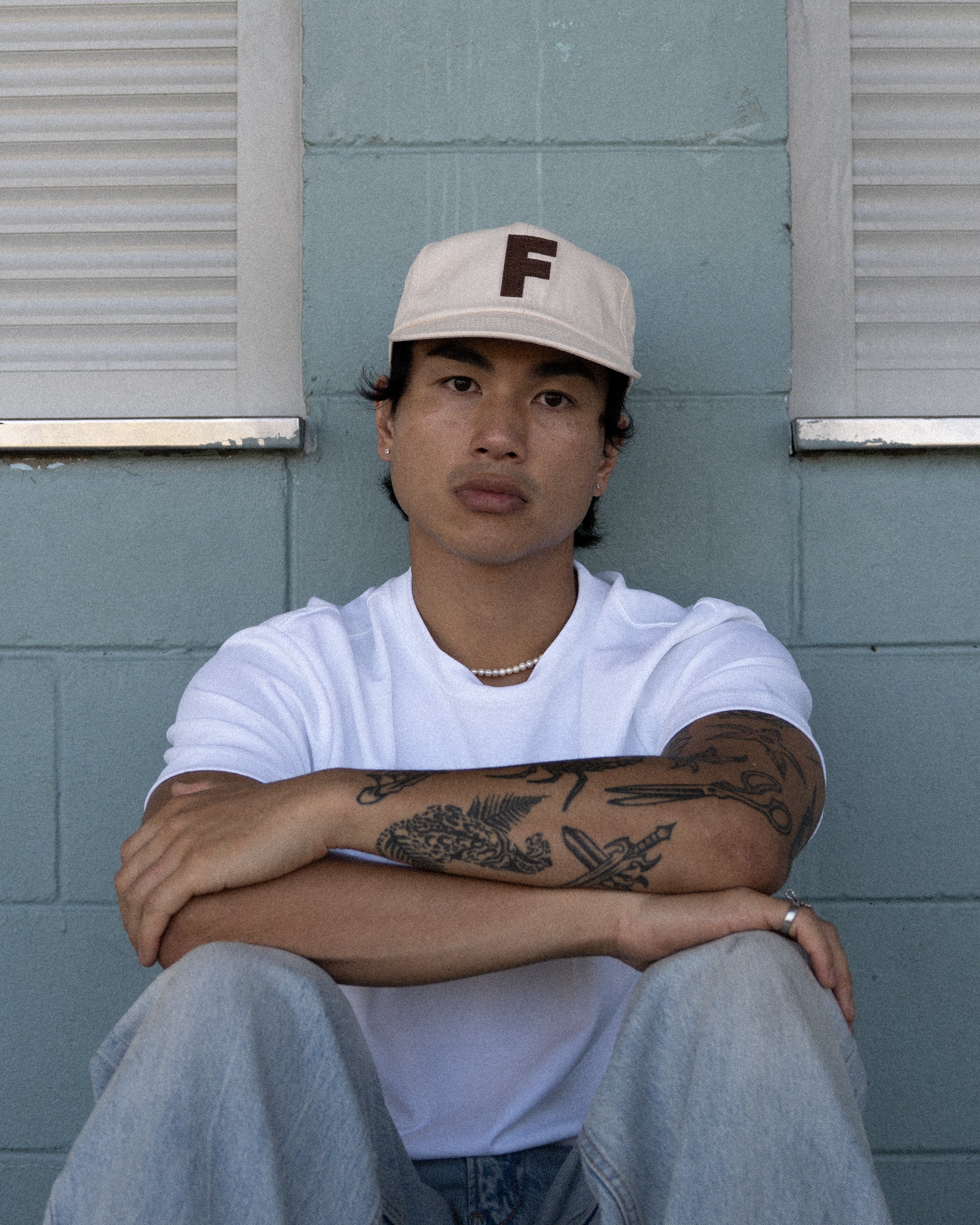 F Ball Cap - 6 Panel - Beige - Image 6