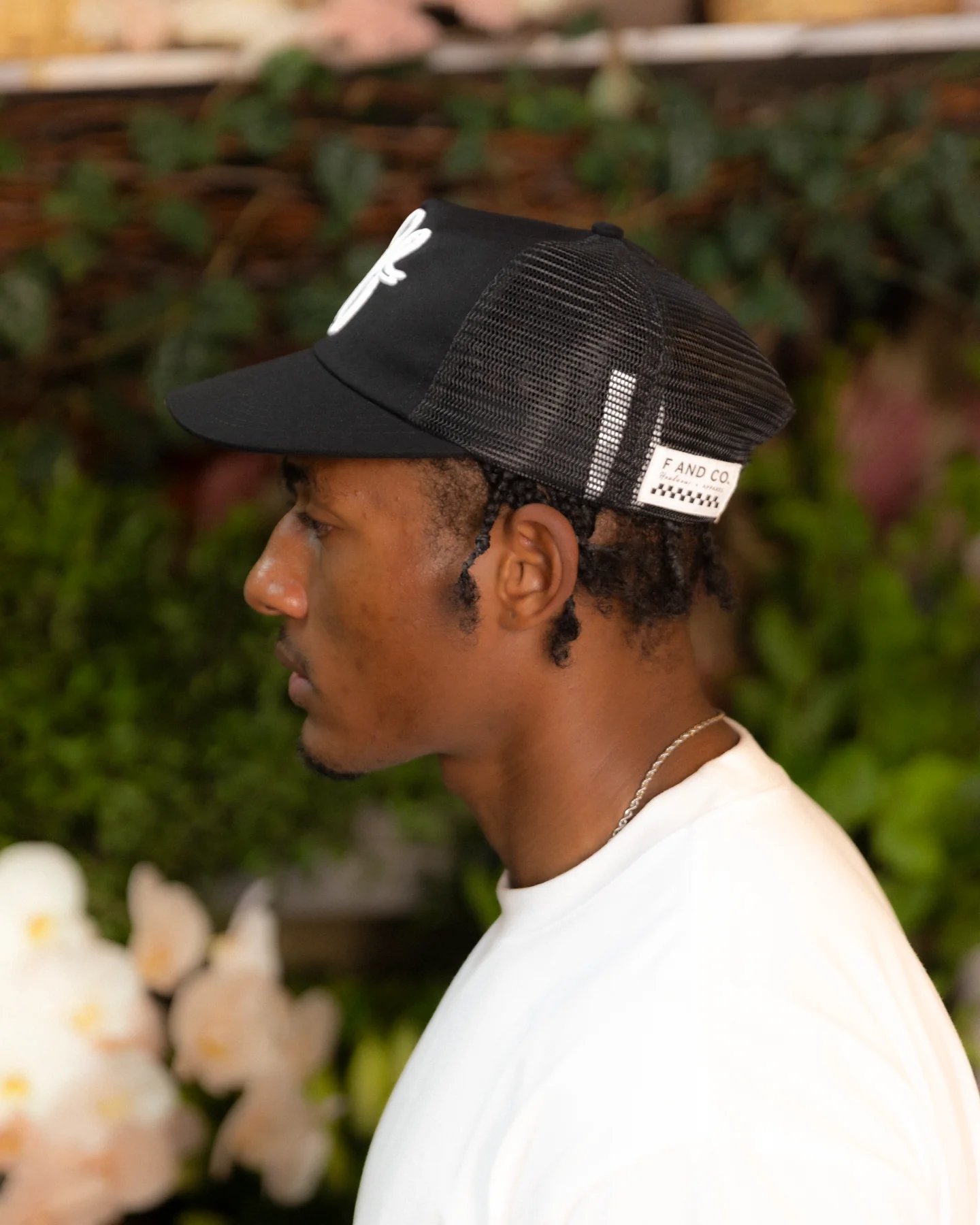 Heart Monogram Cap - Wide Brim 5 Panel - Black/Trucker - Image 5