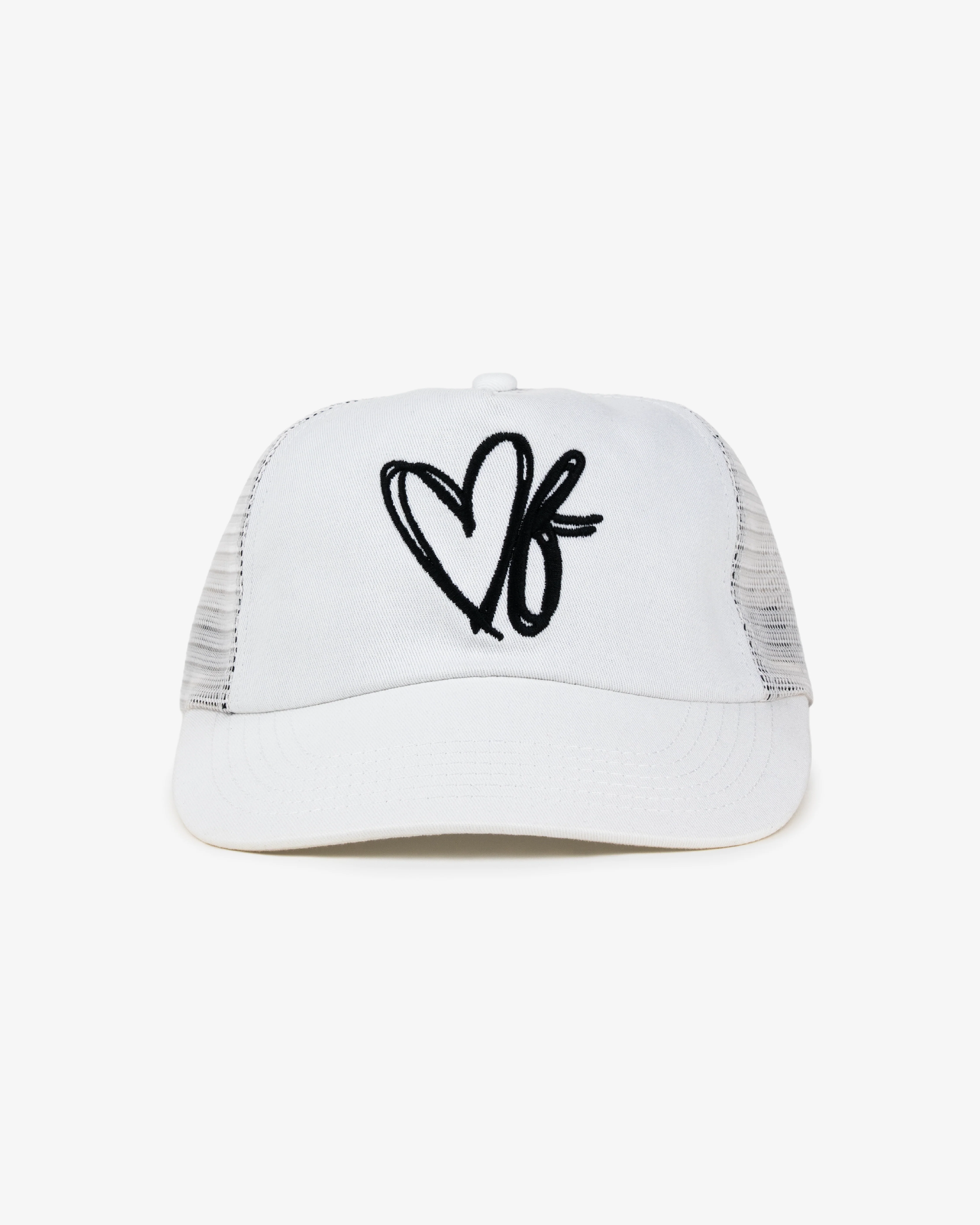 Heart Monogram Cap - Wide Brim 5 Panel - Off White/Trucker - Image 3