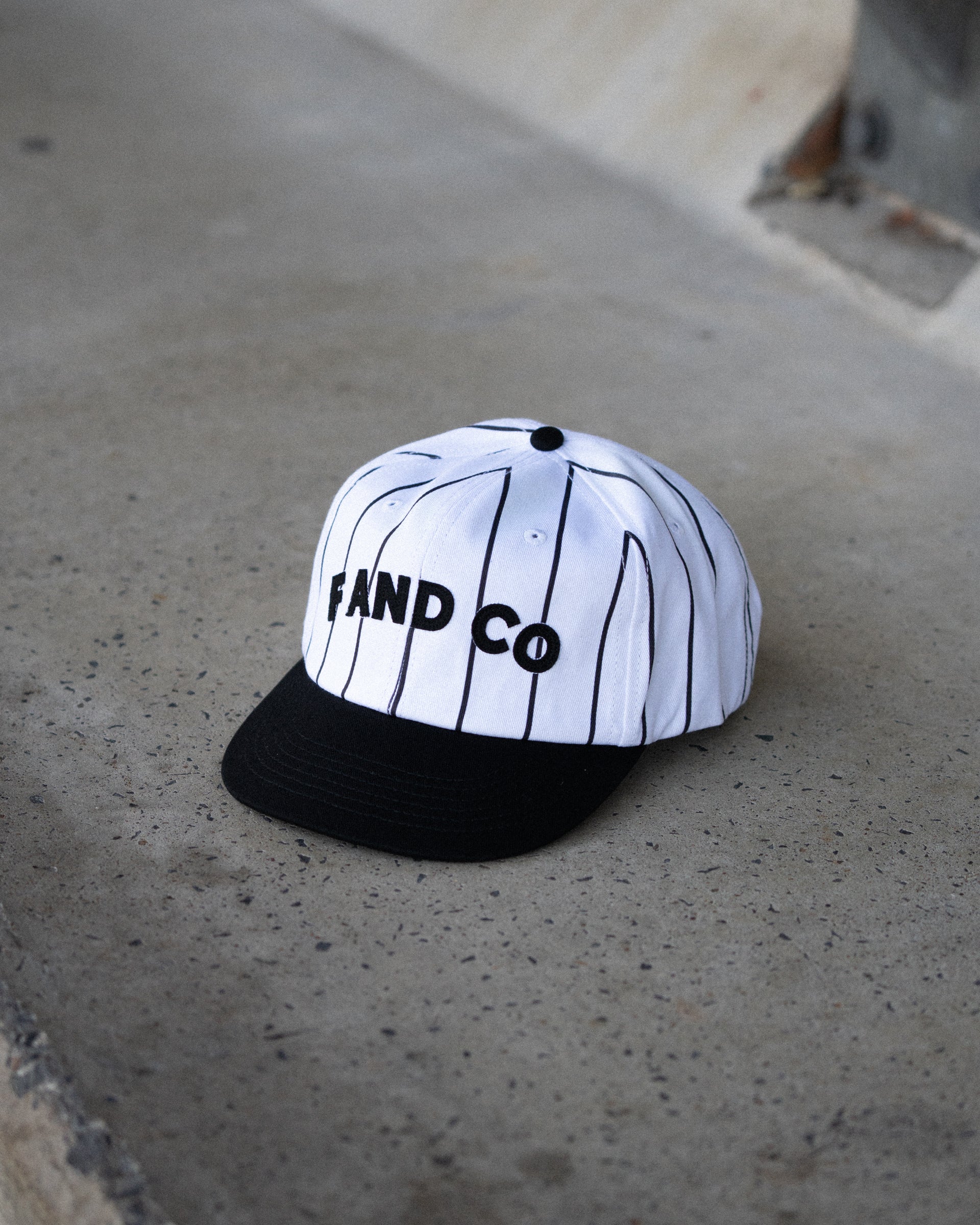 Letter Ball Cap - Short Brim 6 Panel - Off White/Black Pinstripe - Image 6
