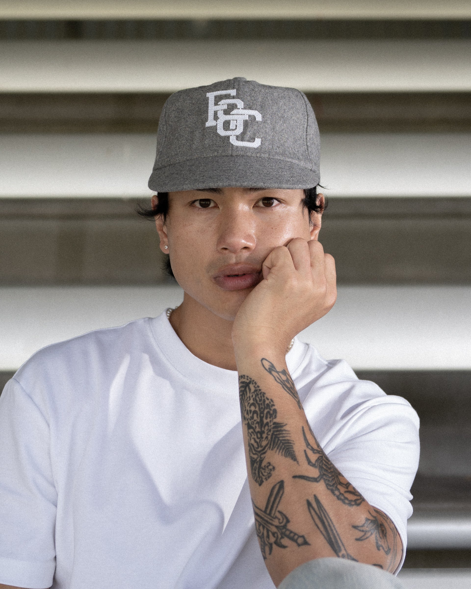 Monogram Ball Cap - Short Brim 6 Panel - Smoke Grey - Image 5