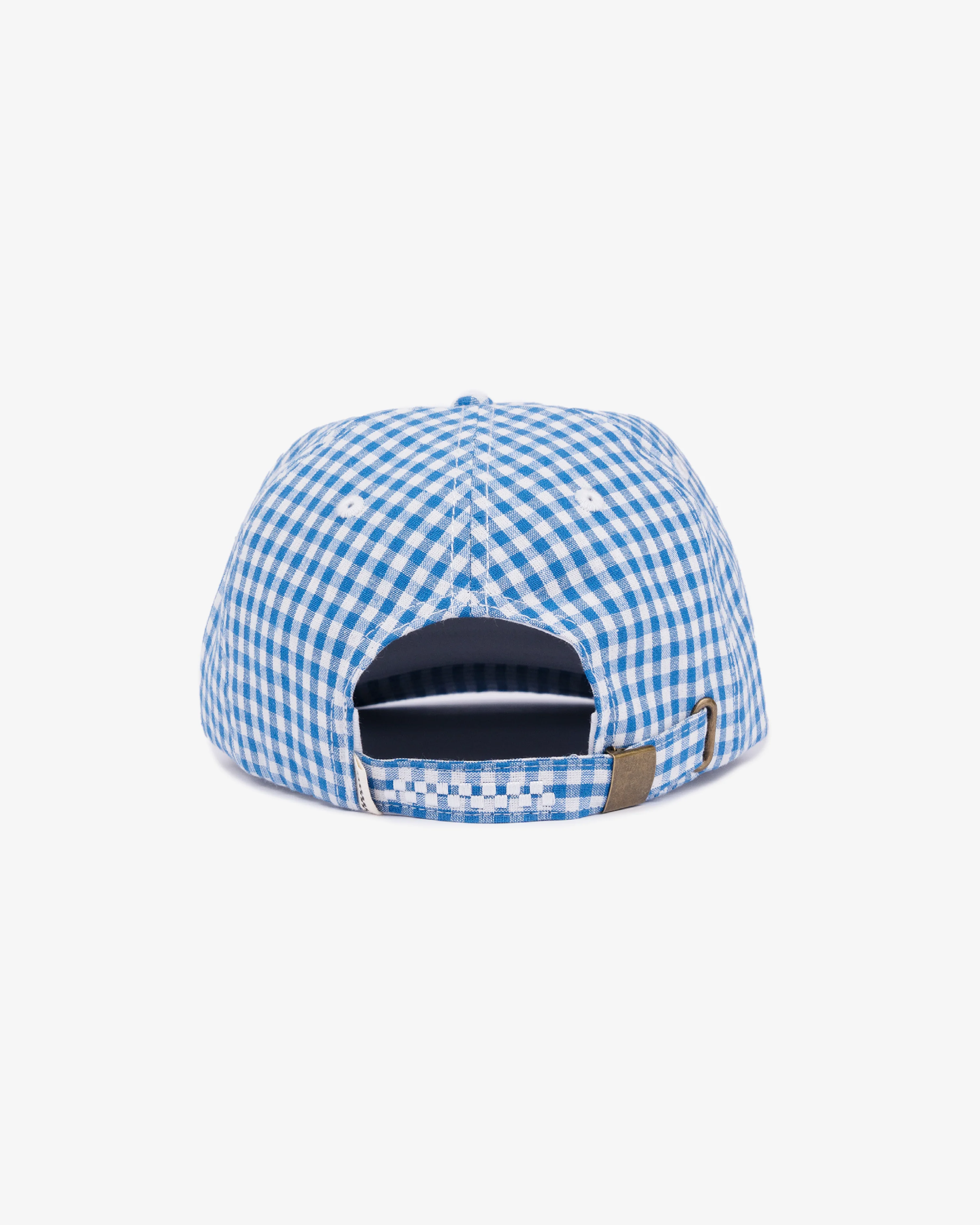 Picnic Letterman Cap - Short Brim 6 Panel - Blue/White Gingham - Image 3