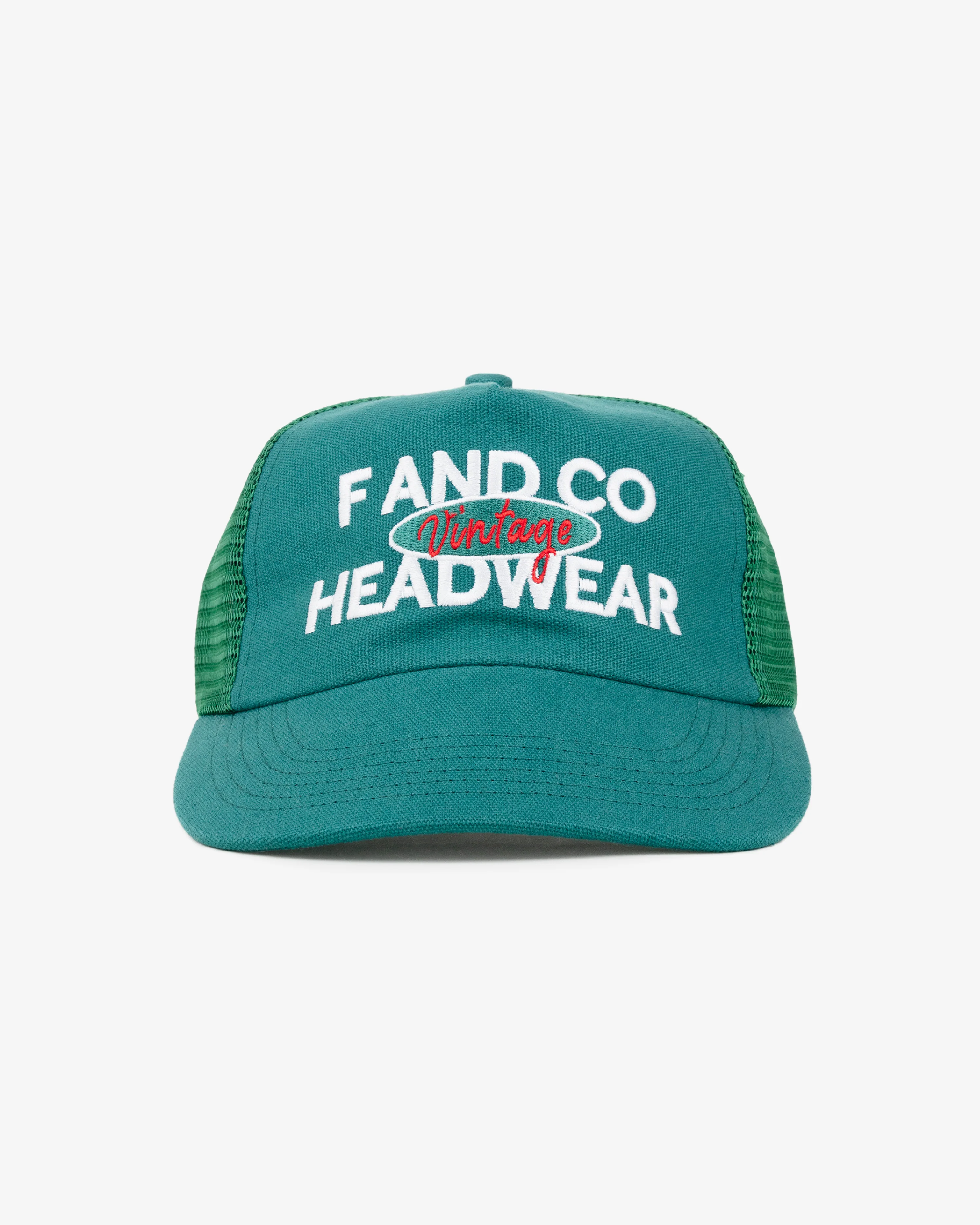 Vintage Trucker Cap - Wide Brim 5 Panel - Washed Sea Green - Image 3